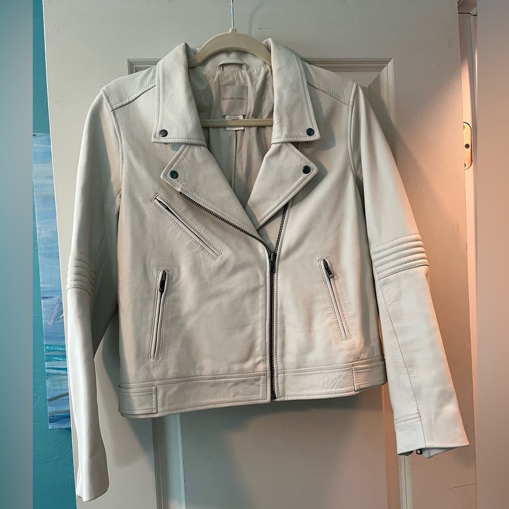 White Leather Bomber Jacket